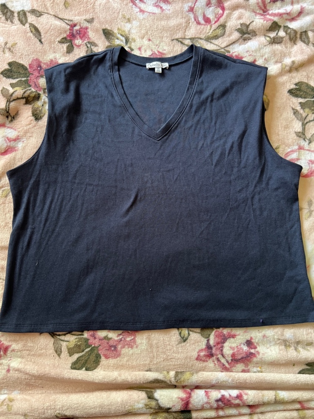 Navy Blue V-Neck Sleeveless Tank Top